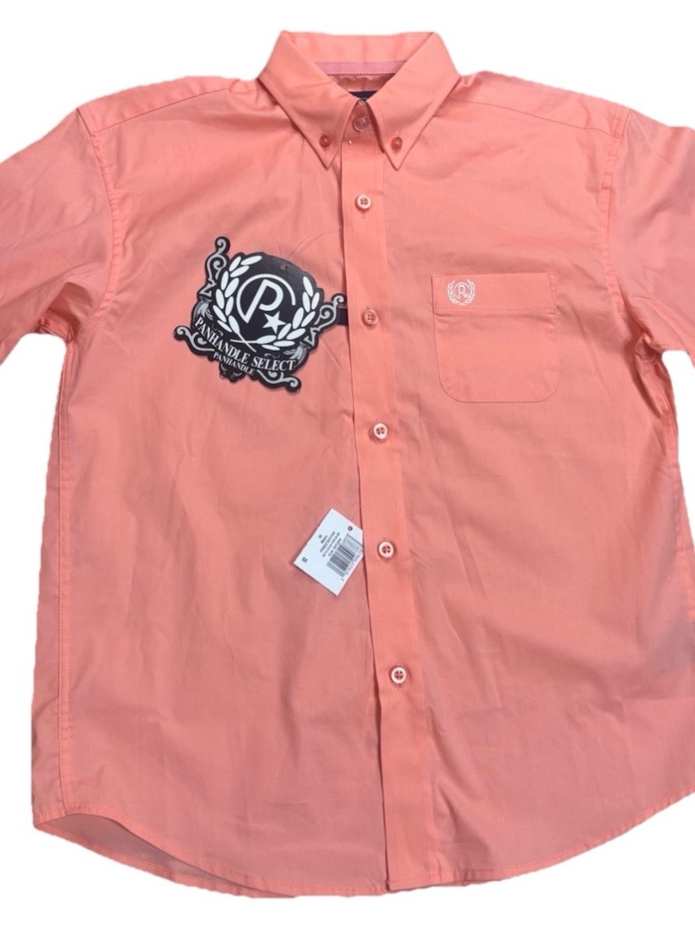 🔥 Panhandle Select Western Button-Down Shirt | Coral | Boys M (10) | NWT 🔥 - Picture 1 of 12